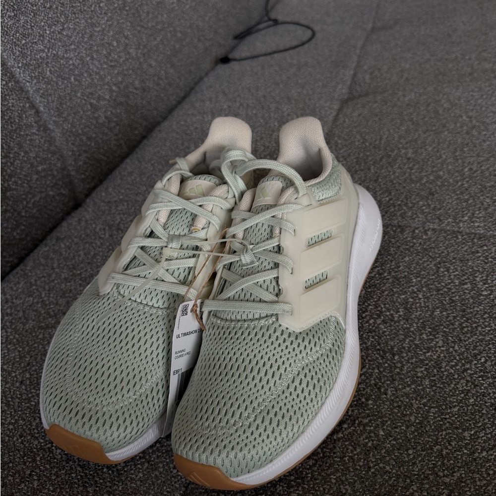 adidas Mint Green Mesh Athletic Sneakers with White Midsole